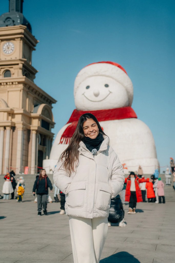giant snowman and concert hall